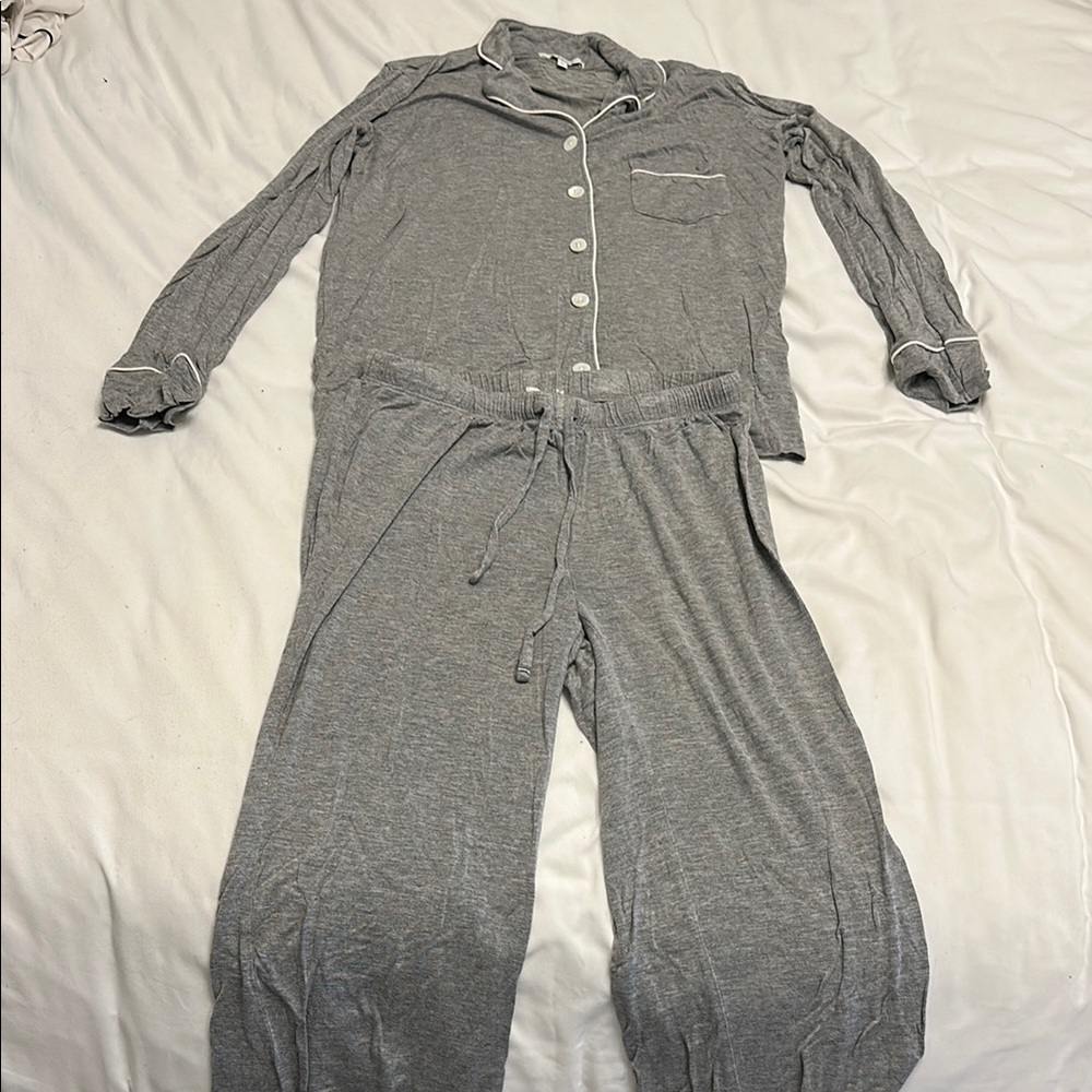 Gray Pajamas Set with White Trim